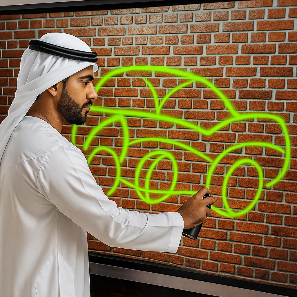AI graffiti wall, digital graffiti, event rental Dubai, interactive wall, virtual spray paint, corporate events, brand activations, digital art
